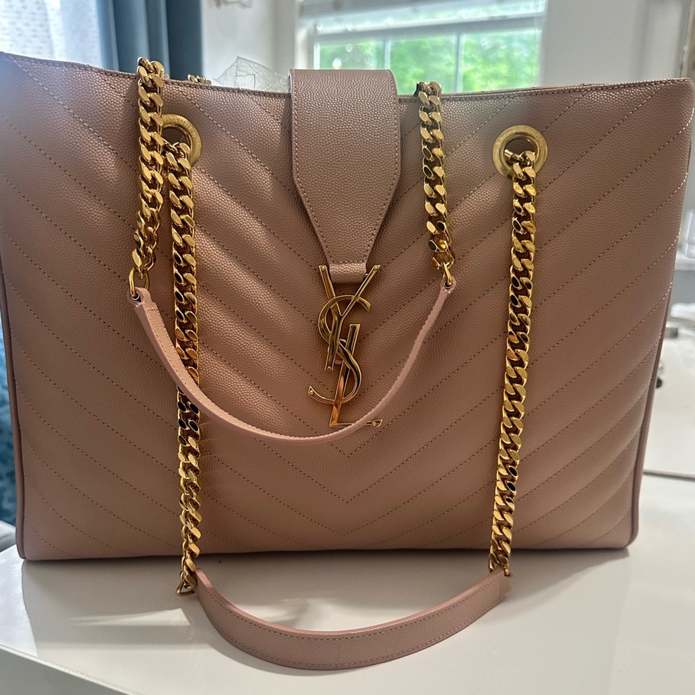99% New YSL Grain De Poudre Matelasse Chevron Monogram Bag